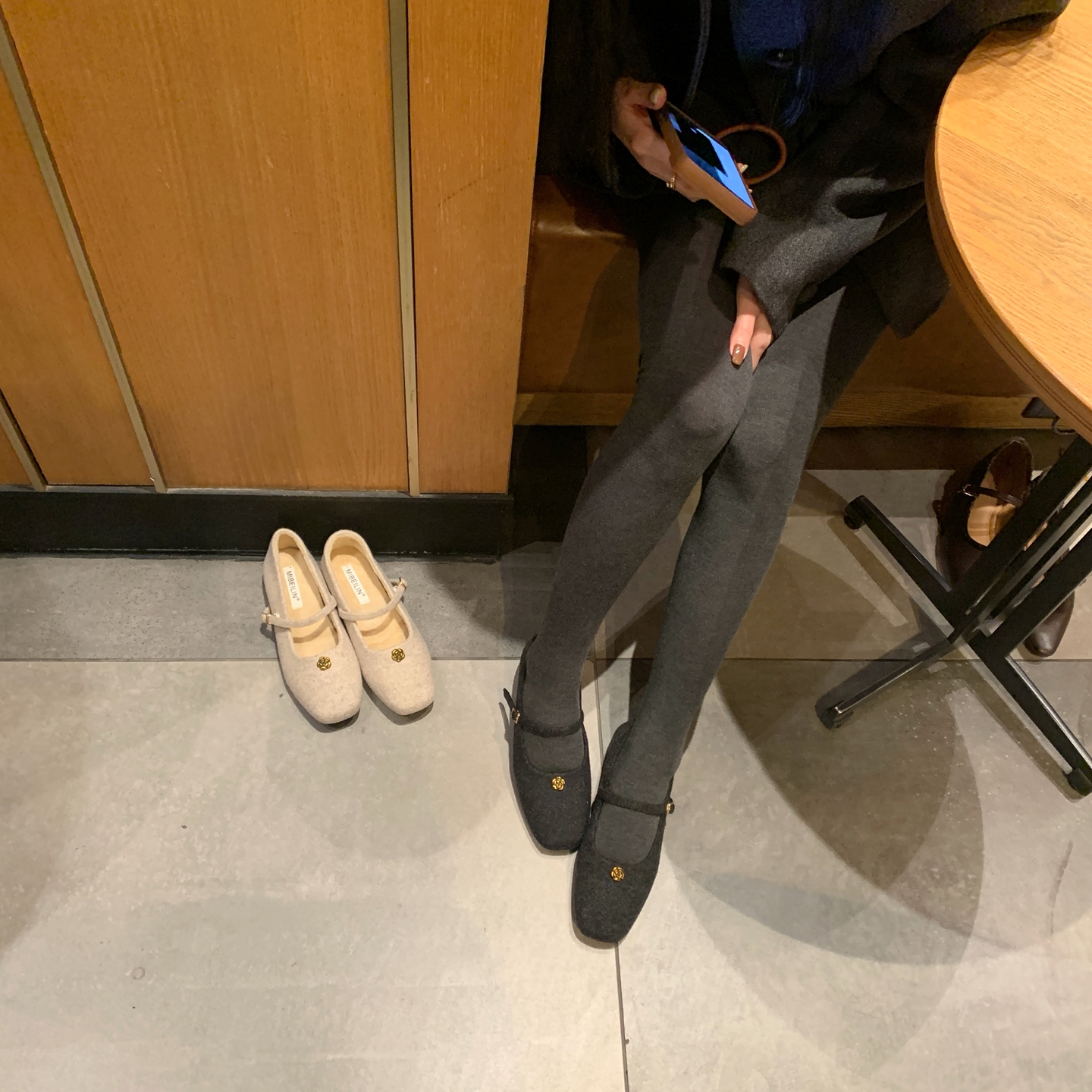 2025新款方头玛丽珍鞋内增高浅口