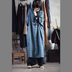 亚麻特价纯色复古文艺直筒长裙