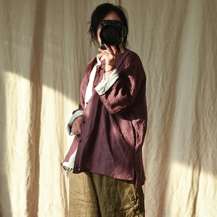 中式 2022年春秋新款 短外套 文艺复古开衫 亚麻盘扣小衫 自制大码 女装