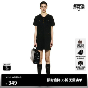 新款 百搭海军领学院风直筒裙尤缇2025秋季 TI复古直筒连衣裙女装