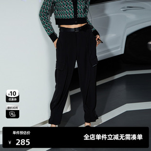 运动裤 女装 新款 TI黑色拉链束脚工装 春季 裤 尤缇时尚 设计感休闲裤