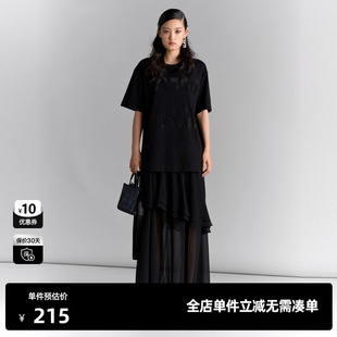 新款 休闲上衣尤缇2025夏季 TI重工烫钻字母T恤女装 百搭棉质短袖