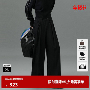 U/TI黑色设计感西装裤女装百搭简约直筒裤休闲裤尤缇2025春季新款