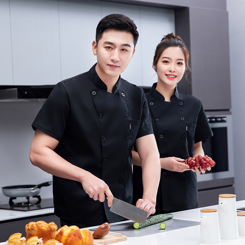 厨师服长袖短袖夏装半袖厨师工作服厨房衣服男女酒店工衣饭店餐厅