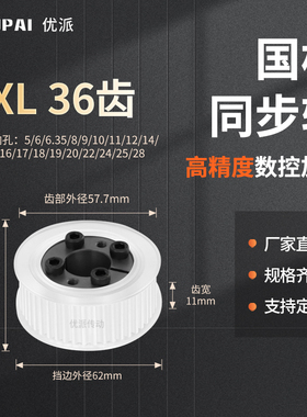 同步带轮免键XL36齿AF型齿宽11内孔5 6 8 10 12 1415机械型同步轮