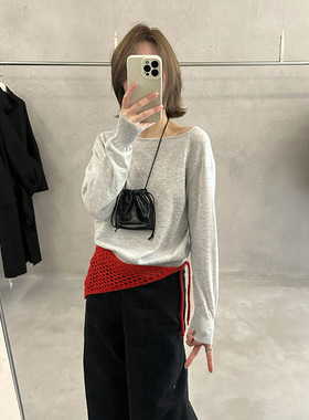 MMC 羊毛针织衫女广州十三行2026春季新款韩系内搭斜肩长袖打底衫