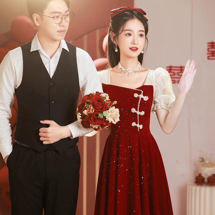 敬酒服2025新款新娘小个子平时可穿新中式订婚连衣裙冬回门礼服女