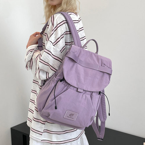 Colorful Fox双肩包女士2026新款旅行轻便背包束口翻盖大学生书包