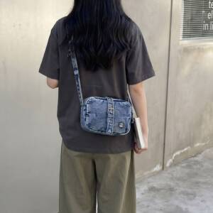 休闲复古大容量牛仔布包包女2026新款轻便百搭通勤单肩斜挎托特包