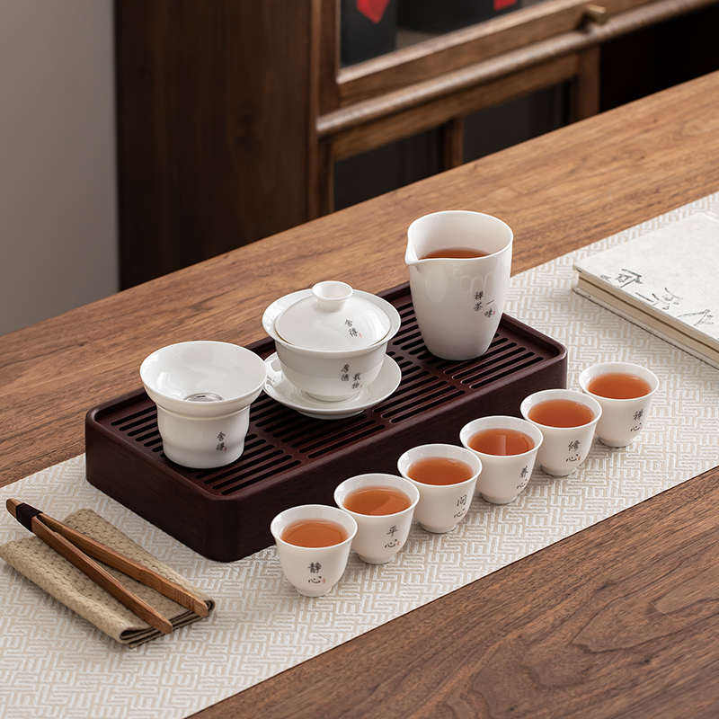 羊脂玉功夫茶具泡茶茶具定制LOGO