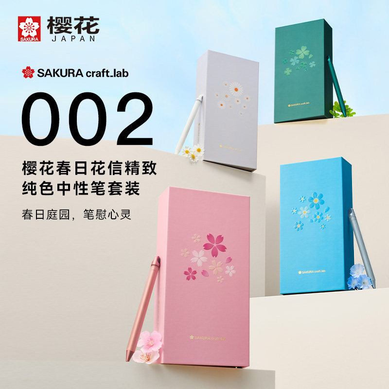 【礼物】樱花黄铜笔sakura craft_lab 002春日花信精致纯色中性笔套装啫喱墨水宝珠复古笔高颜值签字笔
