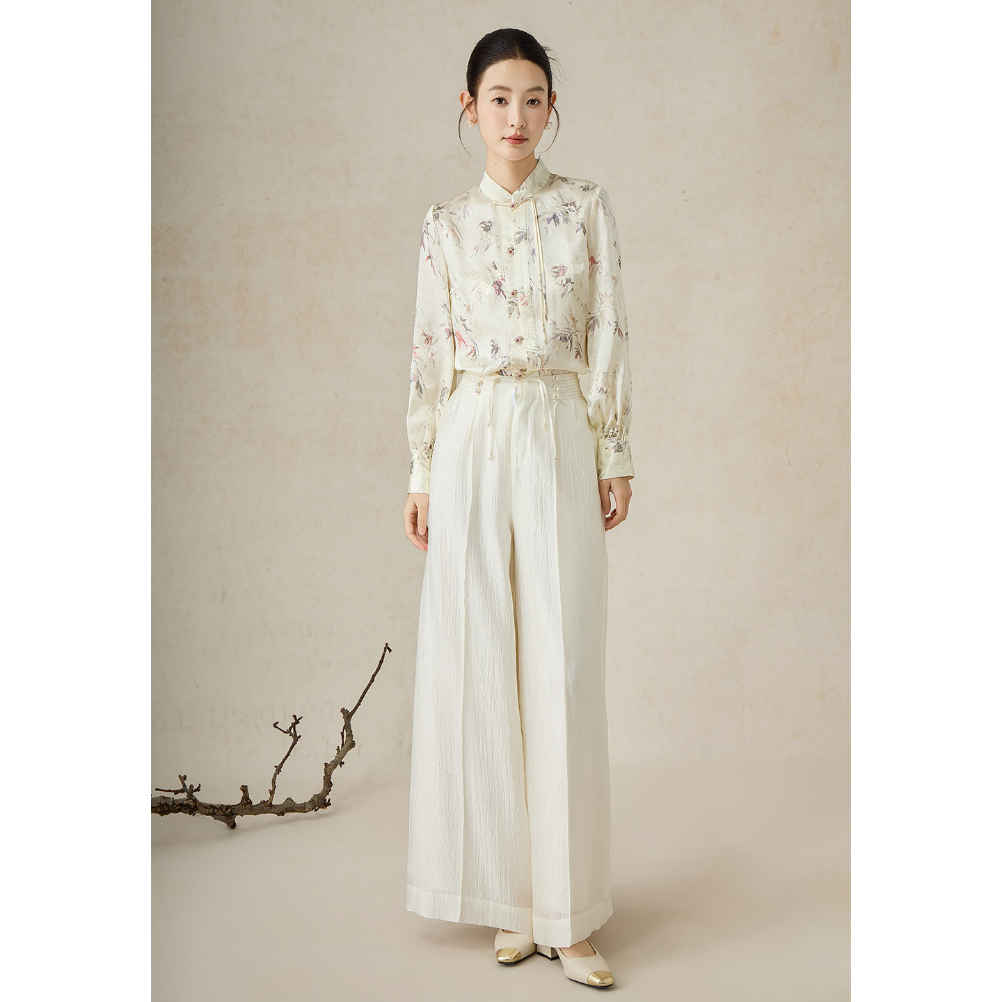 SHIBAI拾白 秋竹序 新中式国风气质长袖上衣通勤日常醋酸印花衬衫,女装/女士精品,上衣,淘宝优惠券,粉丝福利购,淘宝优惠卷