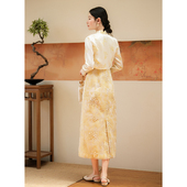 连衣裙立体花朵珠绣精致漂亮两件套旗袍 新中式 SHIBAI拾白 金缕绣