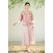 春夏圆领斜襟上衣设计感仿香云纱提花外套 新中式 SHIBAI拾白 嫣然