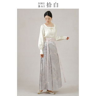 SHIBAI拾白 梅花香 原创新中式改良马面裙女通勤优雅气质提花半裙