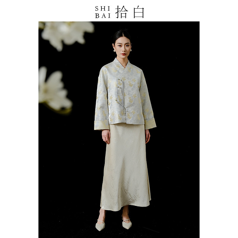SHIBAI拾白 松月白 新中式原创国风春季V领高端提花改良盘扣外套,女装/女士精品,上衣,淘宝优惠券,粉丝福利购,淘宝优惠卷