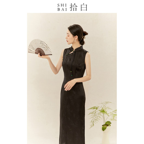 新中式春夏黑色气质显瘦连衣裙