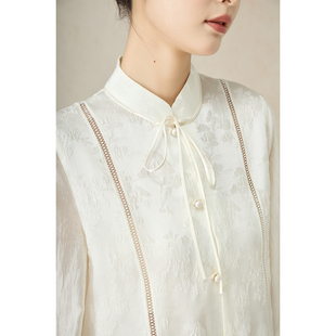 SHIBAI拾白 南法遐想 改良新中式醋酸冠乐皱高级感春秋季衬衫上衣