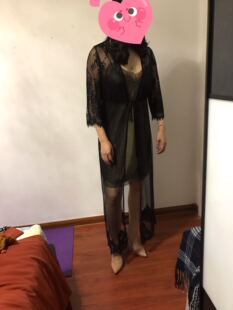 小蛮妈西班牙 Oysho 黑色蕾丝罩衫居家罩衫睡衣睡袍居家服 现货