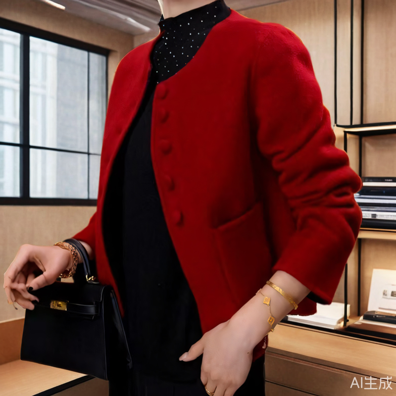 春秋冬新款小香风青年妈妈装夹克大衣时尚气质名媛短款毛呢外套女