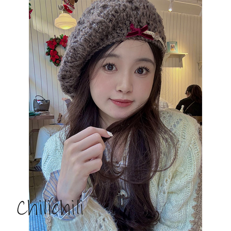 CHILI 原创设计手工钩织冬季设计套头云朵贝雷帽子手作diy材料包