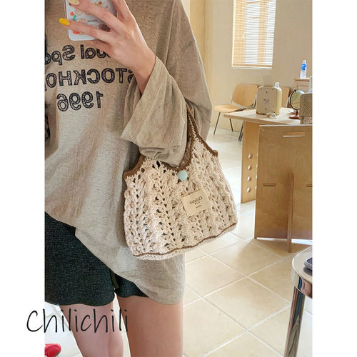 CHILI 原创设计手工编钩织夏奶油手提斜挎包带手工DIY礼物材料包