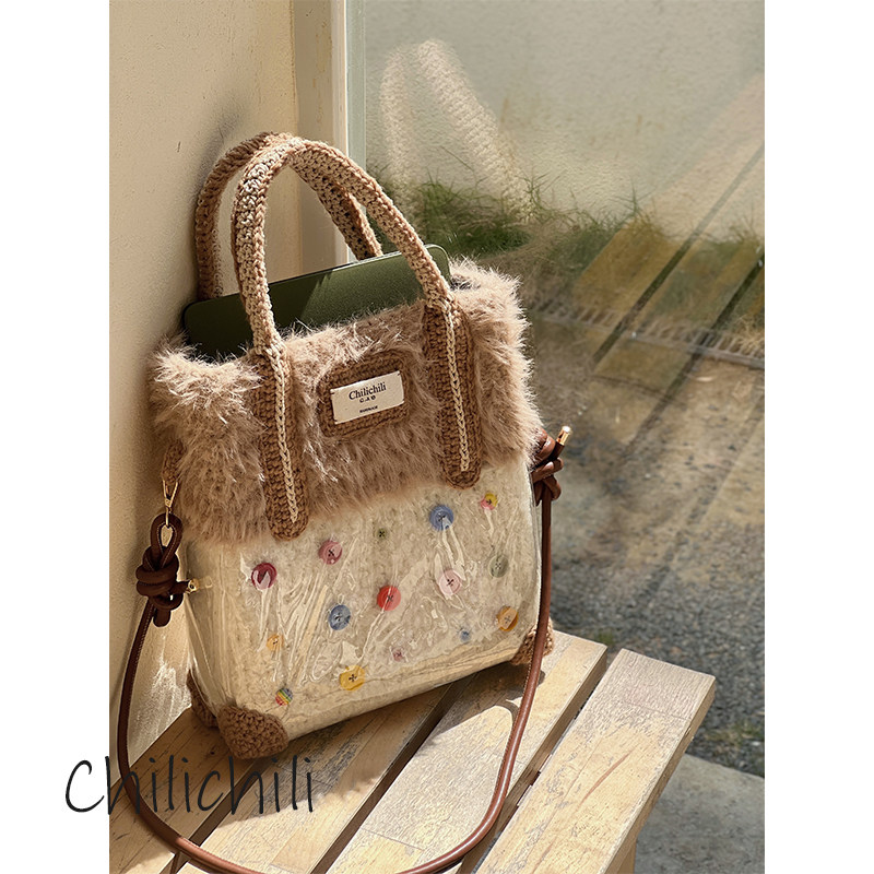 chilichili手工编织钩织托特斜跨手提电脑包手工diy材料包大容量