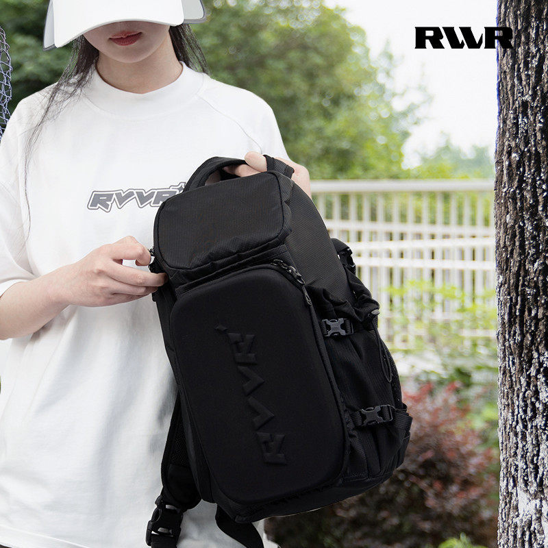 23新款RVVR路亚包可插抄网多功能斜背包腰包气垫背带硬壳包防水包