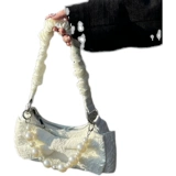 Брендовая сумка подмышку, цепь с бантиком из жемчуга, ремешок для сумки на одно плечо