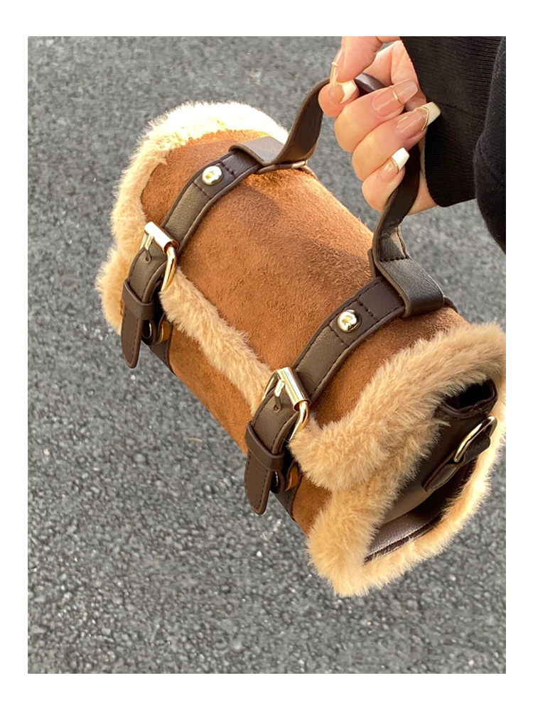 李茶高级感ins小众毛毛包斜挎包