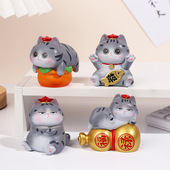 可爱卡通猫咪树脂摆件吉猫天相办公室桌面治愈系解压装 饰品小礼品
