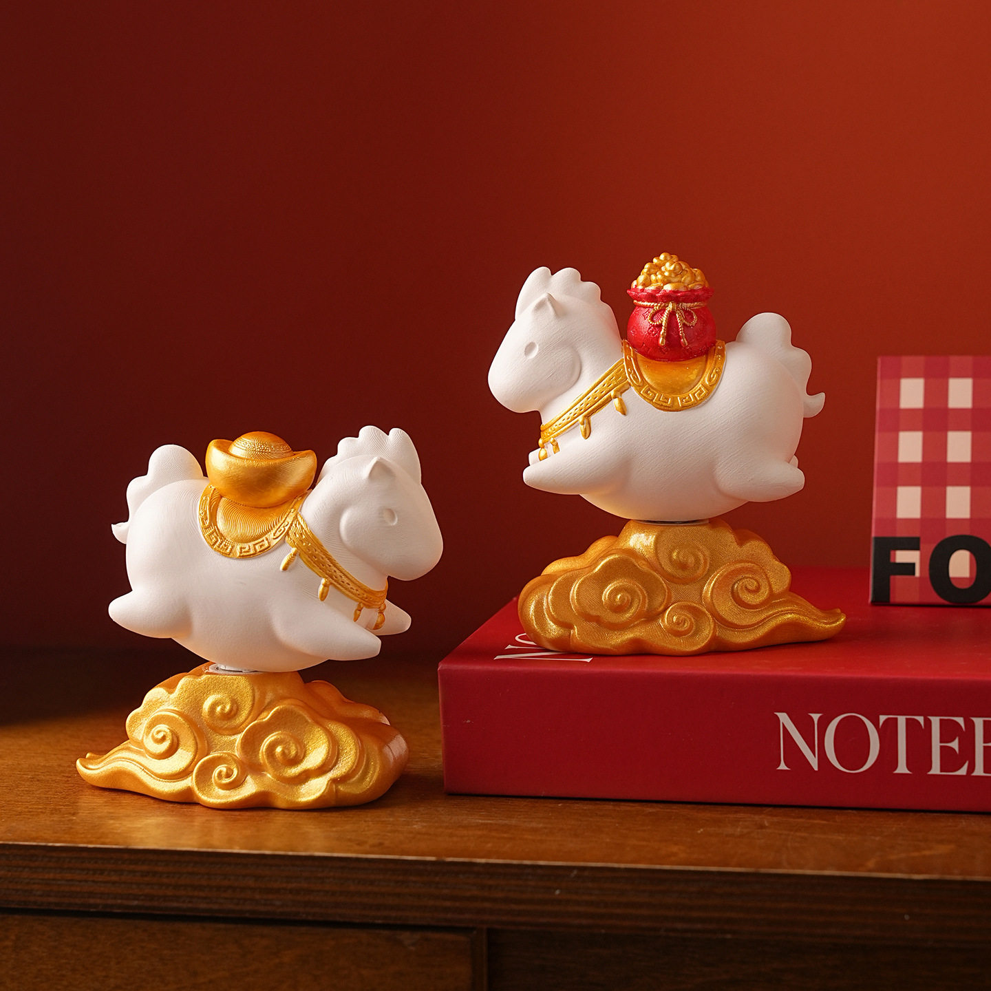 新中式生肖马摆件吉祥物招财进宝可旋转客厅桌面装饰品创意小礼品,家居饰品,装饰摆件,淘宝优惠券,粉丝福利购,淘宝优惠卷