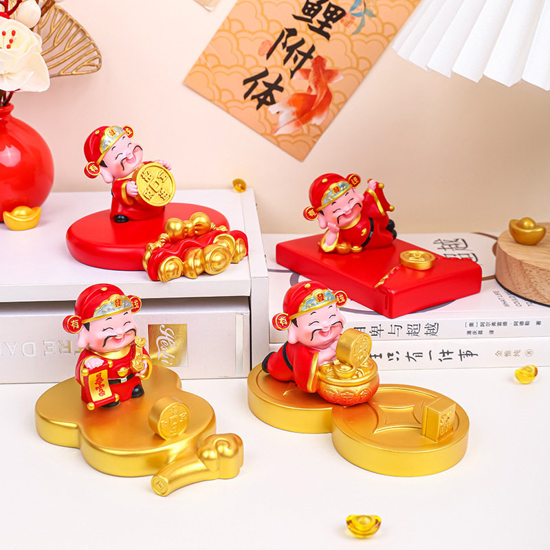 全越好运财神相伴手机装饰摆件