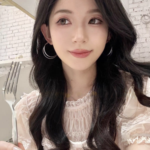 欧美个性大圈圈银色双层大耳圈耳环女夏百搭方圆脸素圈无耳洞耳夹