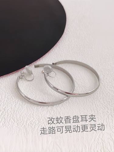 钛钢不掉色宁艺卓同款大素圈耳环夸张圈圈耳夹女宽边耳圈无耳洞