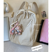 韩版 新款 文艺简约轻量化防水双肩包女大学生百搭书包休闲旅行背包