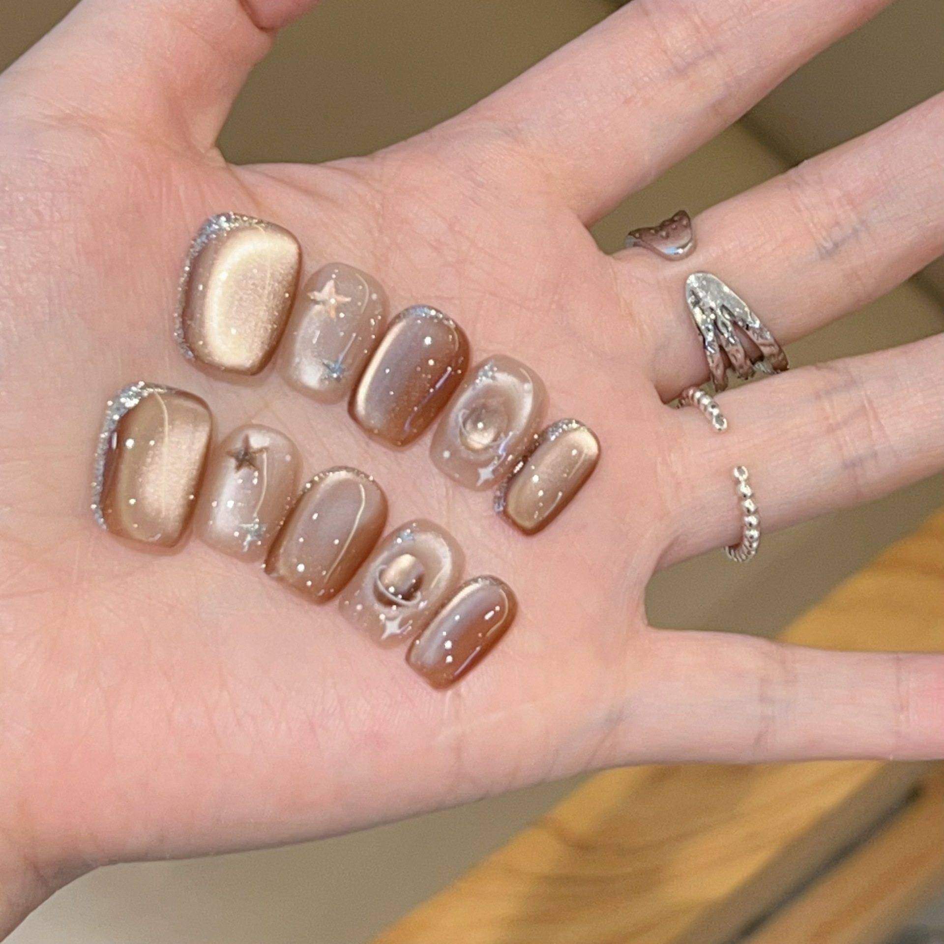 【咖色星球】秋冬美拉德星星猫眼纯手工5款带盒子工具包,彩妆/香水/美妆工具,穿戴甲/甲片,淘宝优惠券,粉丝福利购,淘宝优惠卷