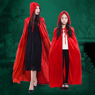 万圣节小红帽披风成人斗篷儿童红色衣服岳绮罗同款服装亲子装