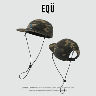 Baseball Cap街頭機(jī)能風(fēng)抽繩迷彩棒球帽復(fù)古大頭平檐帽 Brim Flat