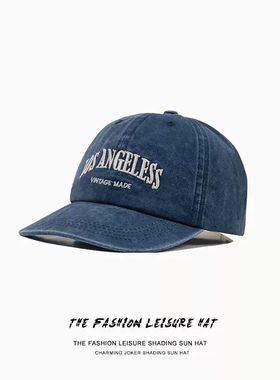 Denim西部复古做旧牛仔刺绣字母棒球帽情侣薄款夏遮阳LosAngeles