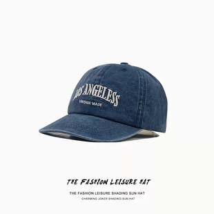 Denim西部复古做旧牛仔刺绣字母棒球帽情侣薄款 夏遮阳LosAngeles