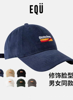 经典美式Stitches刺绣情侣大头围鸭舌软顶潮牌滑板弯日系棒球帽子