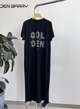 GOLDENBARRY|金和百瑞2025年夏301293/-1烫钻T恤裙