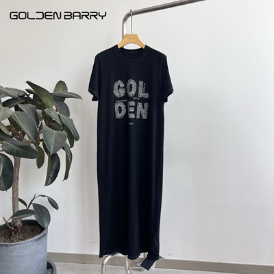 GOLDENBARRY|金和百瑞2025年夏301293/-1烫钻T恤裙