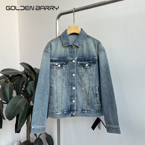 GOLDEN BARRY｜金和百瑞2025年春季120114刷银复古水洗牛仔外套