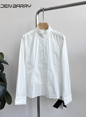 GOLDEN BARRY｜金和百瑞2025年夏212623花边收身立领白色衬衫女