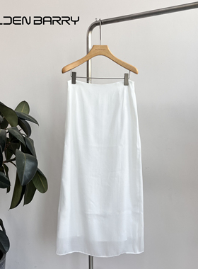 GOLDEN BARRY2025年春夏实穿主义轻盈飘逸双层极简白色半裙310164