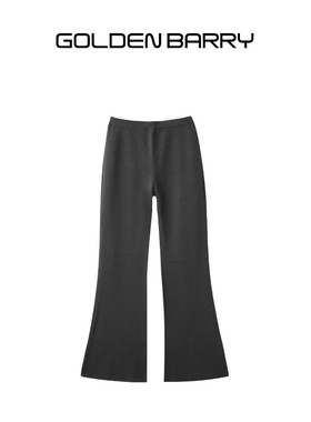 GOLDEN BARRY金和百瑞2024年秋冬黑色高腰设计师微喇针织裤582002