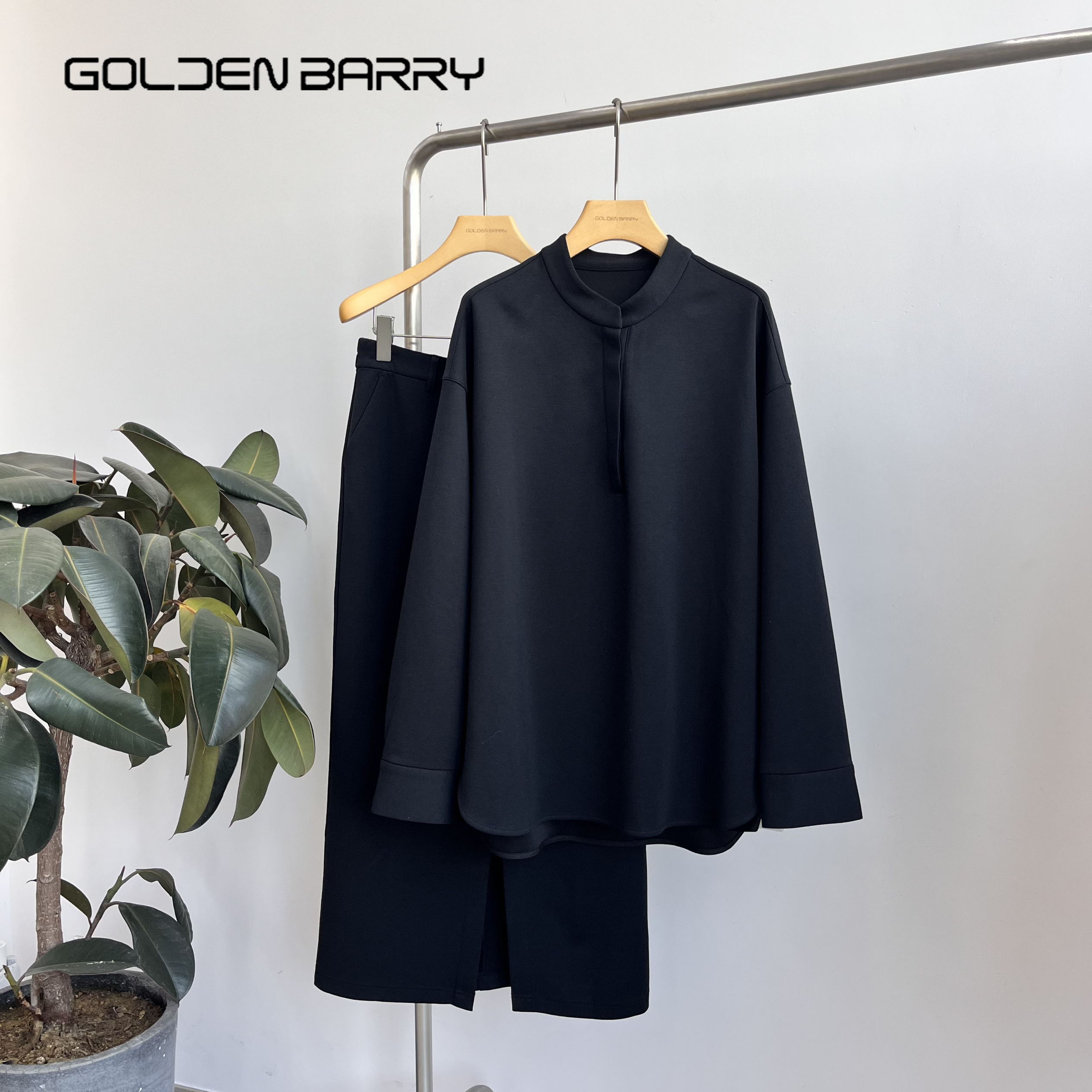 GOLDEN BARRY｜金和百瑞215121/310188高级慵懒半开上衣半裙套装