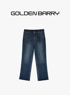 GOLDEN BARRY| 506026蓝色百搭高腰时尚水洗休闲裤九分微喇牛仔裤